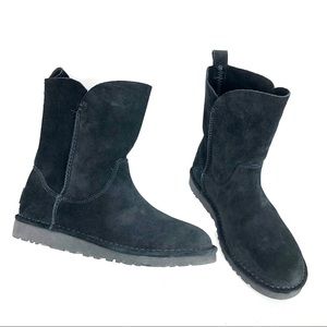 UGG Bailey Bow Corduroy Black Ankle Boots Size 7